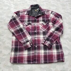 Vintage Saddle King Shirt Mens 56 Purple Pockets Pearl Snap Long Sleeve Plaid